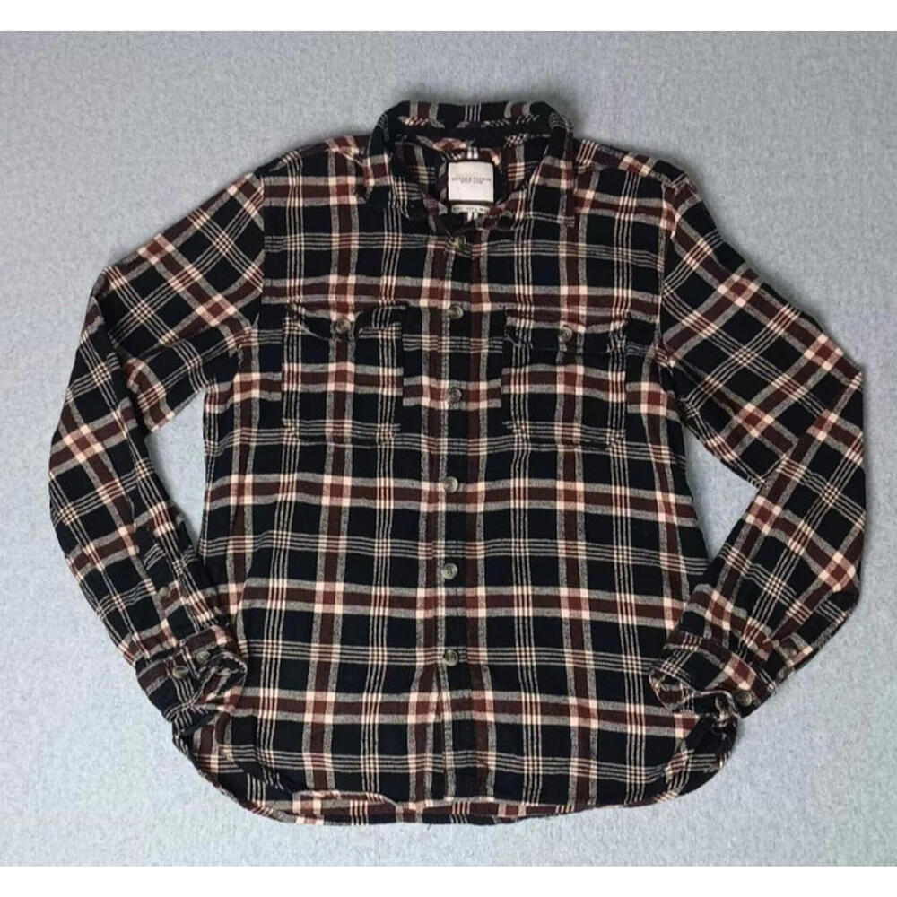 Denim and Flowers Ricky Singh Long Sleeve Flannel Button Up Mens L Red Plaid